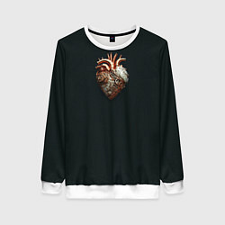 Свитшот женский Металлическое сердце в стиле стимпанк, цвет: 3D-белый