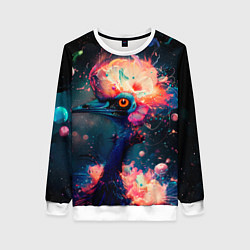 Свитшот женский Космический казуар - нейросеть, цвет: 3D-белый