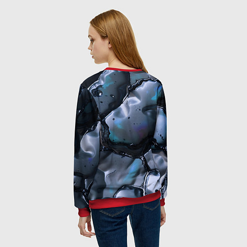 Женский свитшот Жидкая субстанция серая / 3D-Красный – фото 4