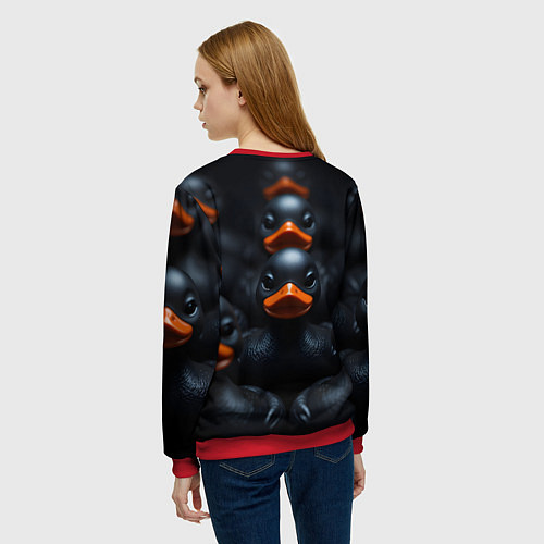 Женский свитшот Уточки с оранжевым клювом / 3D-Красный – фото 4