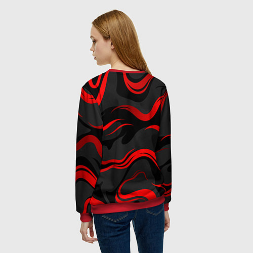 Женский свитшот Stray kids - красные полосы / 3D-Красный – фото 4