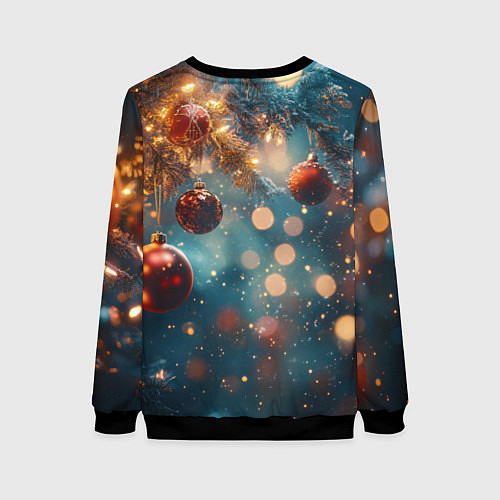 Женский свитшот Новый год боке стиль / 3D-Черный – фото 2