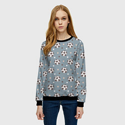 Свитшот женский Футбольные мячи и звезды на голубом, цвет: 3D-черный — фото 2