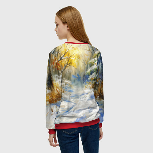 Женский свитшот Новогодняя маленькая лисичка / 3D-Красный – фото 4