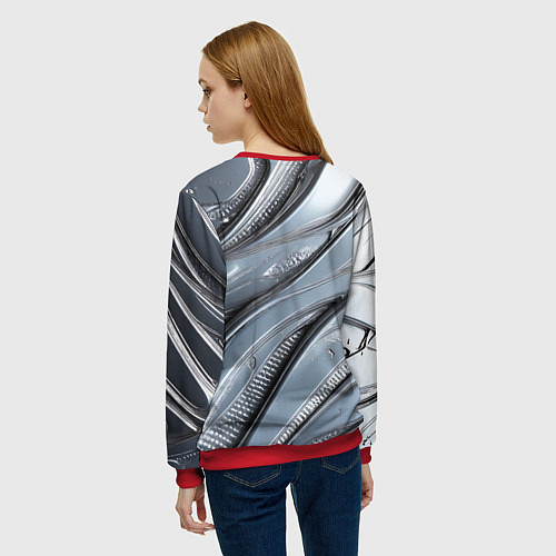 Женский свитшот Полированный металл серебряный / 3D-Красный – фото 4