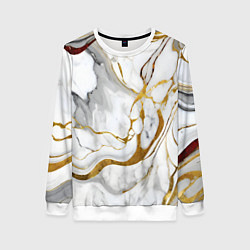 Свитшот женский Жёлто-белый мрамор, цвет: 3D-белый