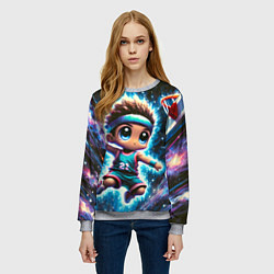 Свитшот женский Бейсболист с мячом, цвет: 3D-меланж — фото 2