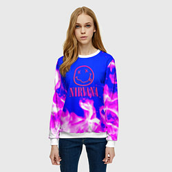 Свитшот женский Nirvana neon flame, цвет: 3D-белый — фото 2