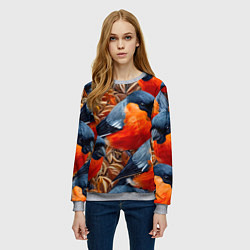 Свитшот женский Снегири, цвет: 3D-меланж — фото 2