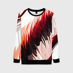 Свитшот женский Чёрно-красные острые полосы на белом фоне, цвет: 3D-черный