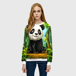 Свитшот женский Пандочка в лесу, цвет: 3D-белый — фото 2