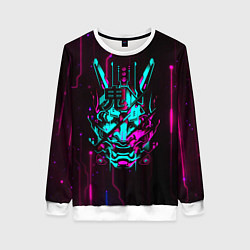 Свитшот женский Самурай киберпанк цифровой, цвет: 3D-белый