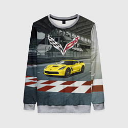Свитшот женский Шевроле корвет - гоночная команда, цвет: 3D-меланж