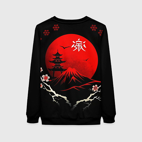 Женский свитшот Japan red black nature / 3D-Черный – фото 2