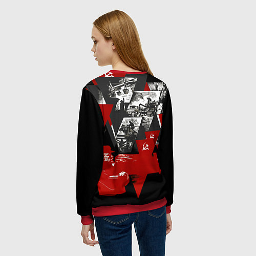 Женский свитшот Советская экономика - Владимир Ленин / 3D-Красный – фото 4