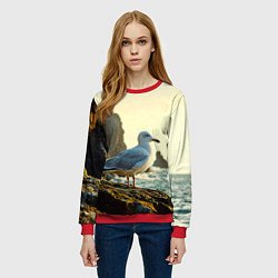 Свитшот женский Морская чайка, цвет: 3D-красный — фото 2