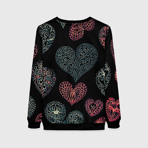 Женский свитшот Сердца в виде узоров / 3D-Черный – фото 2