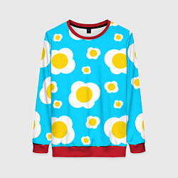 Свитшот женский Яичница голубая, цвет: 3D-красный