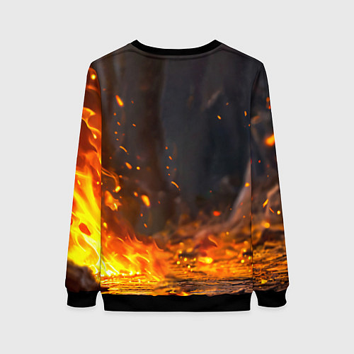 Женский свитшот Утенок в огне / 3D-Черный – фото 2
