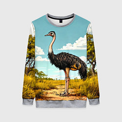 Свитшот женский Страус в природе, цвет: 3D-меланж