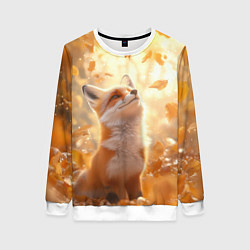 Свитшот женский Рыжая лисица в осеннем лесу, цвет: 3D-белый
