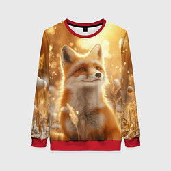 Свитшот женский Рыжая лисица в лесу, цвет: 3D-красный
