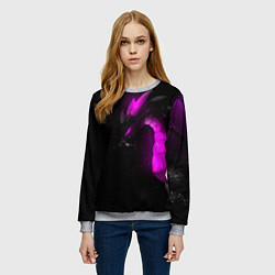 Свитшот женский Дракон неоновый, цвет: 3D-меланж — фото 2