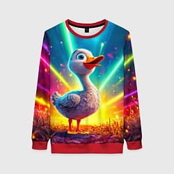 Свитшот женский Веселая уточка, цвет: 3D-красный