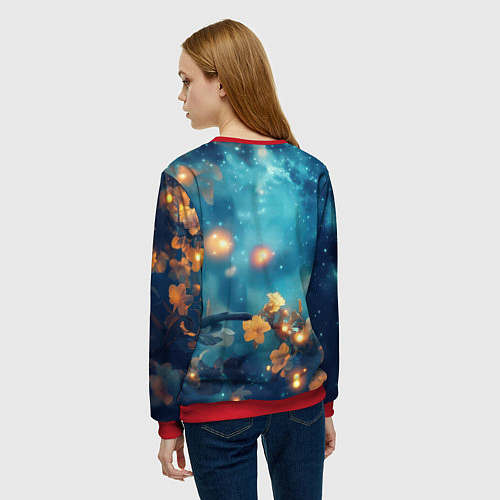 Женский свитшот Сова на ветке дерева / 3D-Красный – фото 4