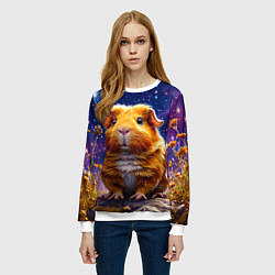Свитшот женский Морская свинка в космосе, цвет: 3D-белый — фото 2