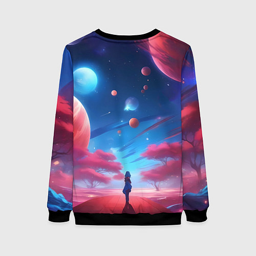 Женский свитшот Красный лес / 3D-Черный – фото 2