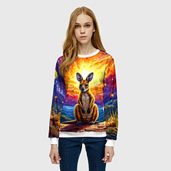 Свитшот женский Кенгуру в космосе, цвет: 3D-белый — фото 2