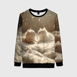 Свитшот женский Белые милые котята, цвет: 3D-черный