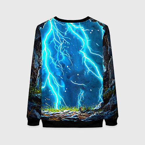 Женский свитшот Олененок в разрядах молний / 3D-Черный – фото 2