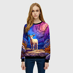 Свитшот женский Козлик на звездом небе, цвет: 3D-черный — фото 2