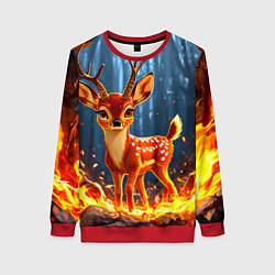 Свитшот женский Олененок в огне, цвет: 3D-красный