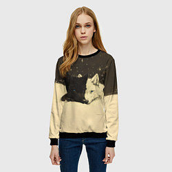 Свитшот женский Белая волчица и черный волк, цвет: 3D-черный — фото 2