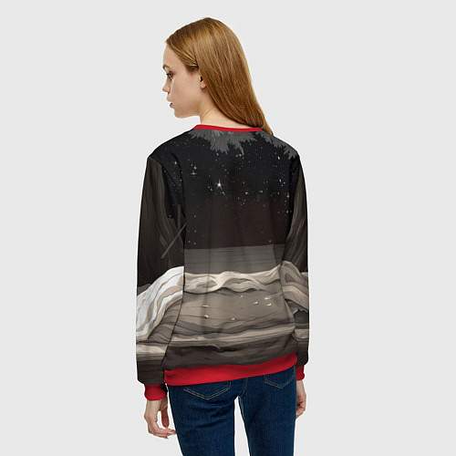 Женский свитшот Черный волк и белая волчица вместе / 3D-Красный – фото 4