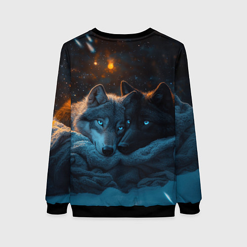 Женский свитшот Влюбленные волки вместе / 3D-Черный – фото 2