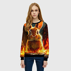 Свитшот женский Зайчик в огне, цвет: 3D-черный — фото 2