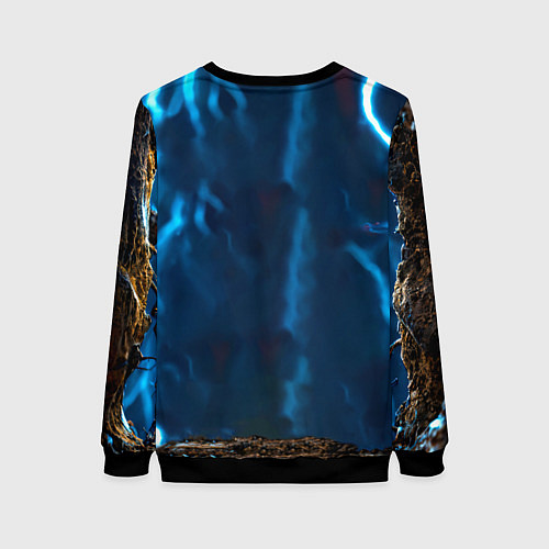 Женский свитшот Лемур и удар молнии / 3D-Черный – фото 2