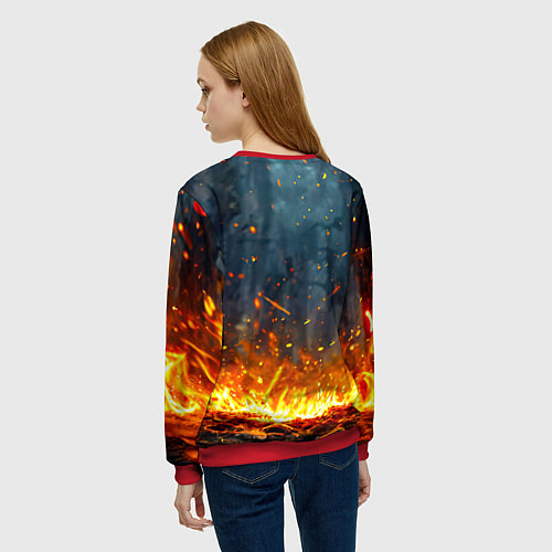 Женский свитшот Лось в огне / 3D-Красный – фото 4