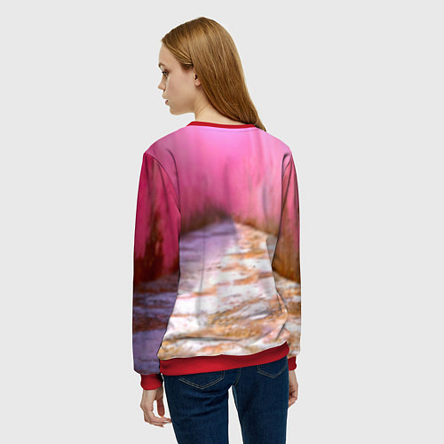 Женский свитшот Поросенок в розовом / 3D-Красный – фото 4