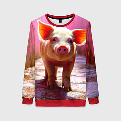 Свитшот женский Поросенок в розовом, цвет: 3D-красный