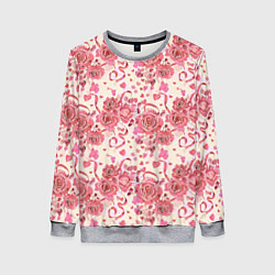 Женский свитшот Букеты роз с сердечками