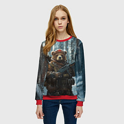 Свитшот женский Русский медведь с автоматом, цвет: 3D-красный — фото 2
