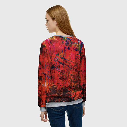 Женский свитшот Абстракция - dark red grunge / 3D-Меланж – фото 4