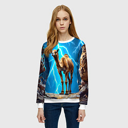 Свитшот женский Верблюд и удар молнии, цвет: 3D-белый — фото 2