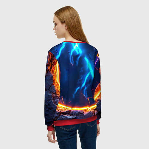Женский свитшот Сурикат и удар молнии / 3D-Красный – фото 4