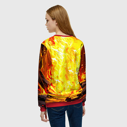 Женский свитшот Ослик в огне / 3D-Красный – фото 4